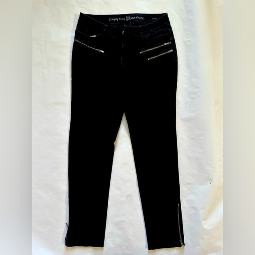 Simply Vera Vera Wang Black Skinny Jeans with Zipper Accents